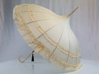 Boutique FRILLED Pagoda Umbrella Beige w/beige handle