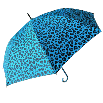 Boutique Retro Leopard Print Umbrella in Electric Blue