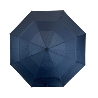 Gents Auto Compact Umbrella Navy (Wood effect/Matt ABS handle)