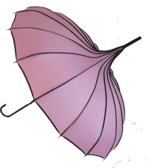 Boutique RIBBED Pagoda Umbrella Pink