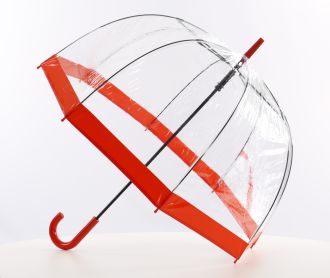 Everyday Clear Vinyl Dome Umbrella Red